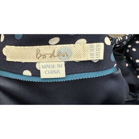 Boden Delia Dress 12R White Blue Polka Dot Flared Sleeve 3/4 Size 12R - Picture 5 of 10